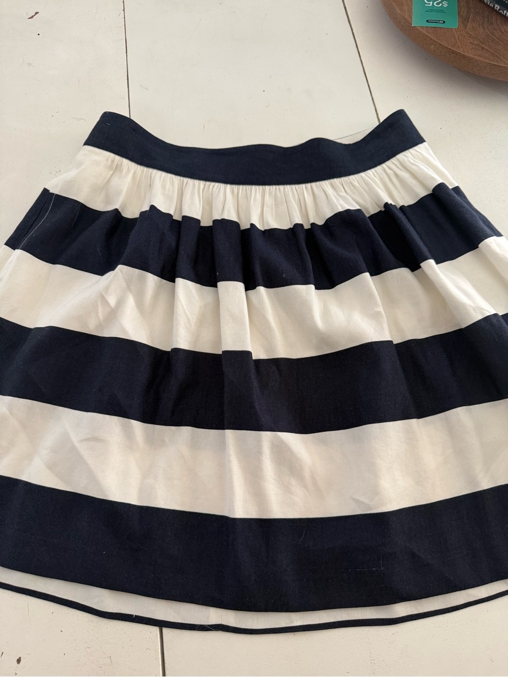 Banana Republic Navy and White Striped Midi Skirt